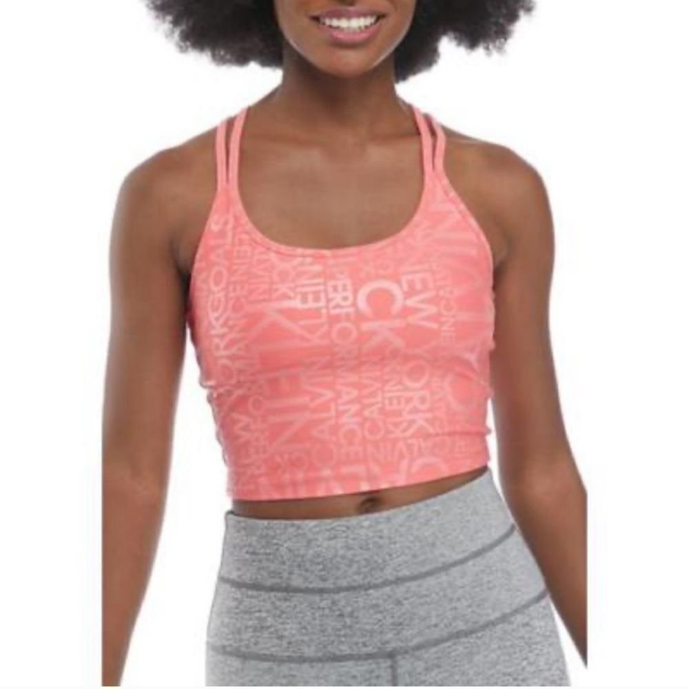 NWT CALVIN KLEIN Long Line Sports logo print BRA TOP